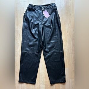 Avec Les Filles NEW Faux Vegan Leather black pants Size Large
